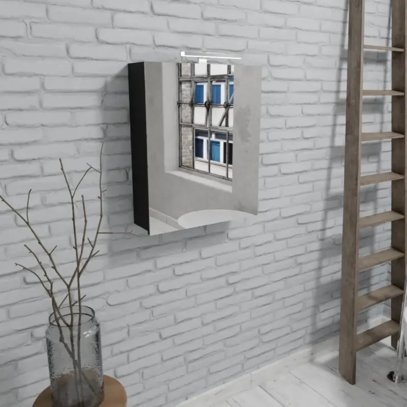 Rechtstreeks Van De Fabrikant Zaro Beam mat zwarte spiegelkast 60x70x16cm 1 deur