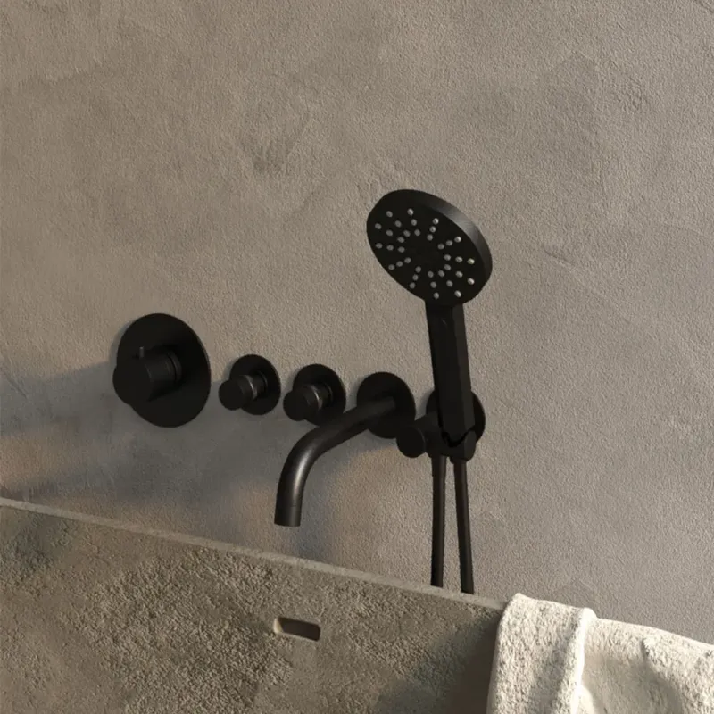 Brauer Black Edition inbouw badkraan met uitloop en 3 standen handdouche zwart mat Laatste Kans