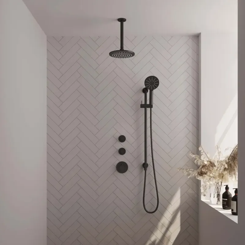 Brauer Black Edition complete inbouw regendouche met 3 standen handdouche, plafondarm, glijstang en hoofddouche 20cm set 23 zwart mat Nieuw