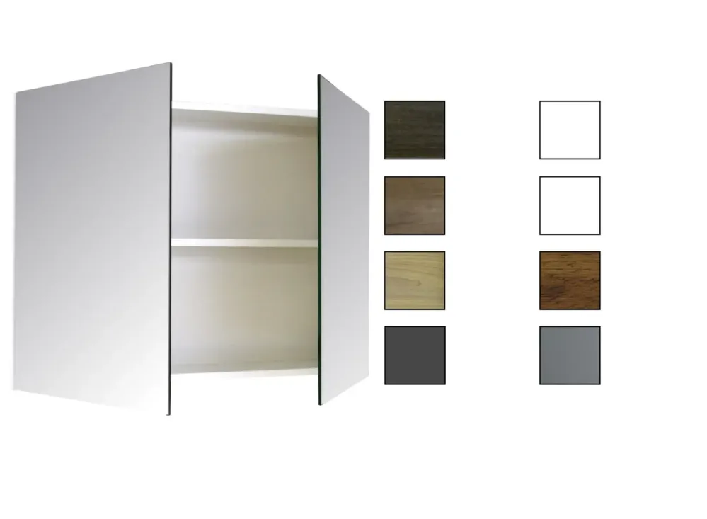 Betaalbaar Sanicare Spiegelkast Qlassics 80 cm. 2 dubbelzijdige spiegeldeuren grey-wood