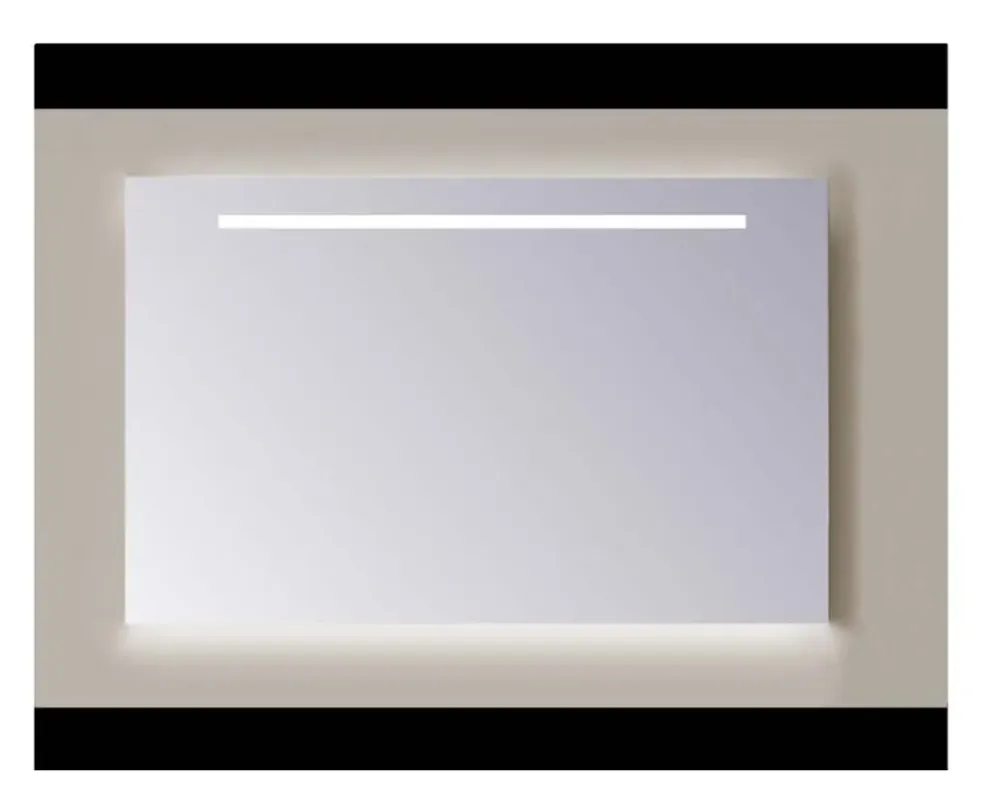 Sanicare Q-mirrors spiegel zonder omlijsting / PP geslepen 90 cm. horizontale strook + Ambi licht onder warm white leds Seizoensaanbieding