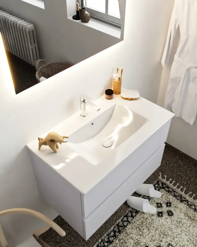 Exclusieve Aanbieding Mondiaz Vica 80cm badmeubel cale 2 lades wastafel Denia midden met 1 kraangat