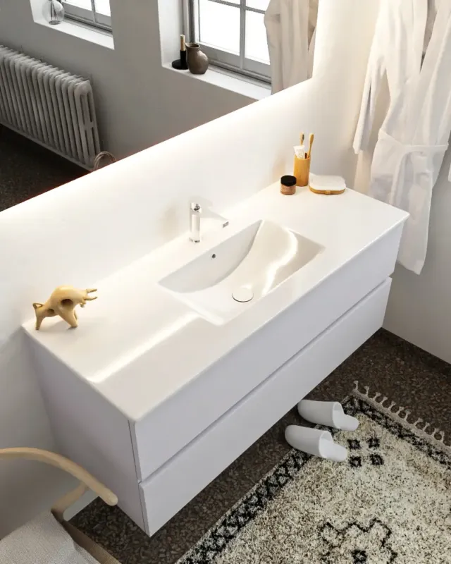 Dagaanbieding Mondiaz Vica 120cm badmeubel cale 2 lades wastafel Denia midden met 1 kraangat