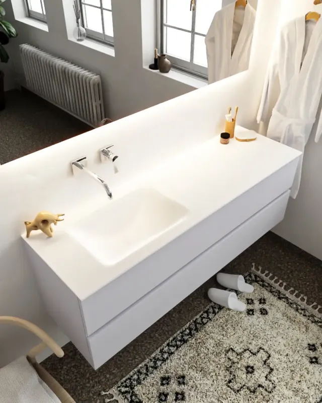 Meest Verkocht Mondiaz Vica 150cm badmeubel cale 2 lades wastafel Cloud links zonder kraangat
