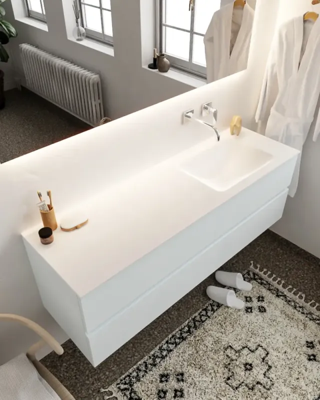 Meest Verkocht Mondiaz Vica 150cm badmeubel clay 2 lades wastafel Cloud rechts zonder kraangat