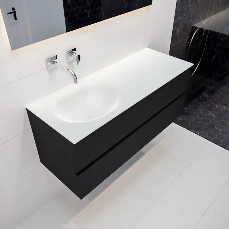 Mondiaz Vica 120cm badmeubel urban 2 lades wastafel Moon links zonder kraangat Bestel Nu