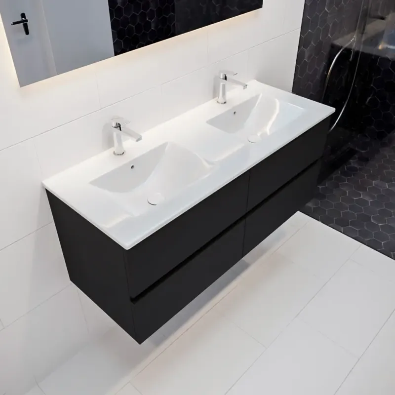 Bestseller Mondiaz Vica 120cm badmeubel urban 4 lades wastafel Denia dubbel 2 kraangaten