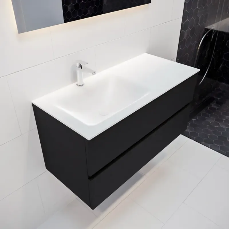 Meest Verkocht Mondiaz Vica 100cm badmeubel urban 2 lades wastafel Cloud links met 1 kraangat