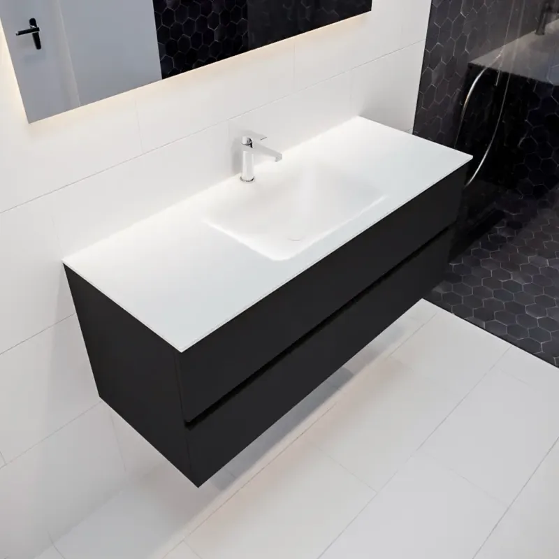 Lage Kosten Mondiaz Vica 120cm badmeubel urban 2 lades wastafel Cloud midden met 1 kraangat