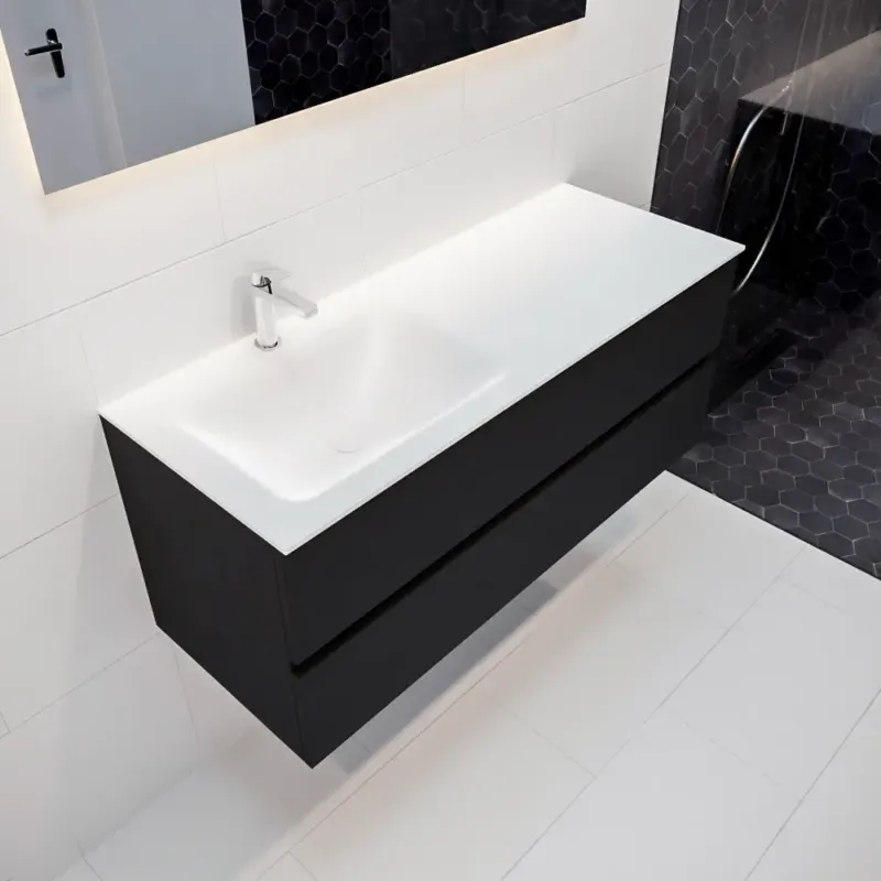 Meest Verkocht Mondiaz Vica 120cm badmeubel urban 2 lades wastafel Cloud links met 1 kraangat