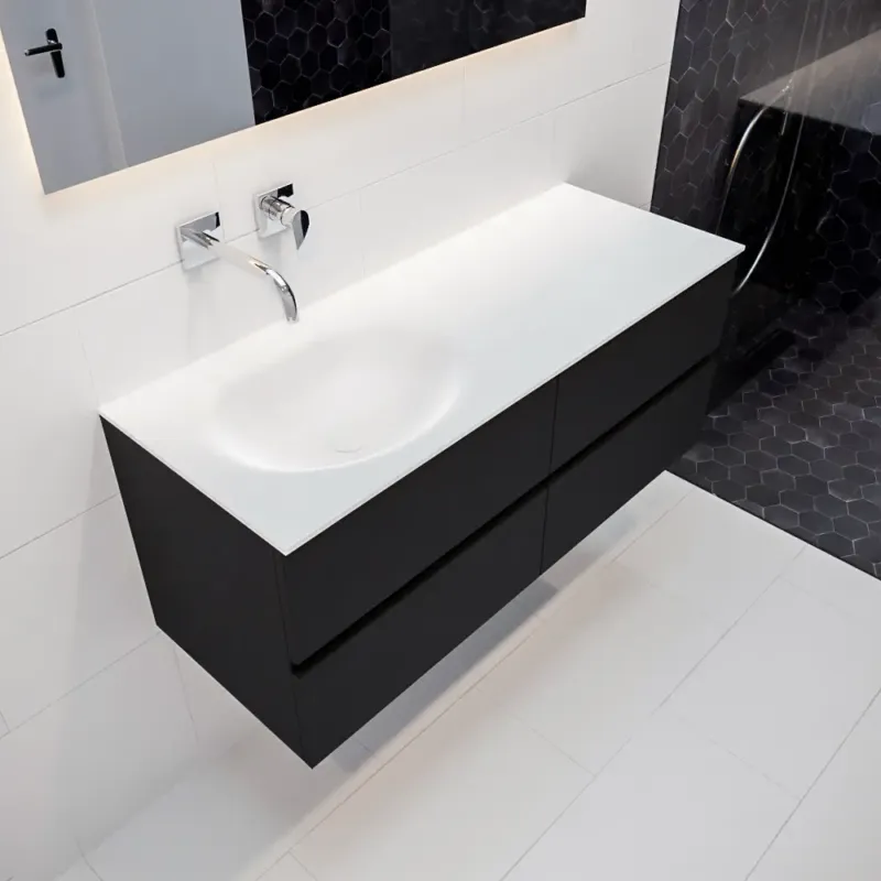 Beperkt Aanbod Mondiaz Vica 120cm badmeubel urban 4 lades wastafel Moon links zonder kraangat