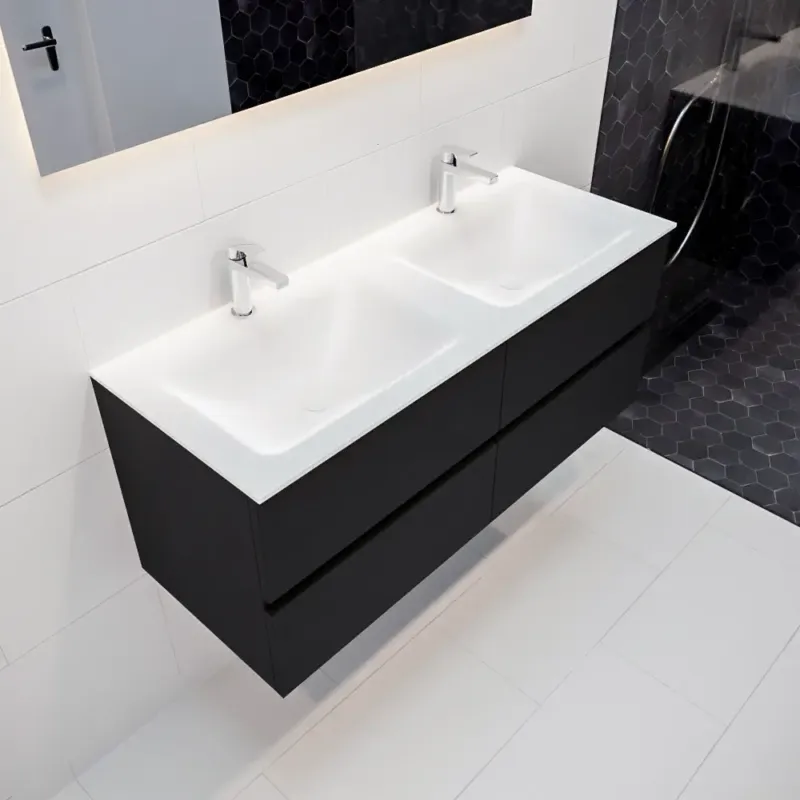 Mondiaz Vica 120cm badmeubel urban 4 lades wastafel Cloud dubbel 2 kraangaten Finale Uitverkoop