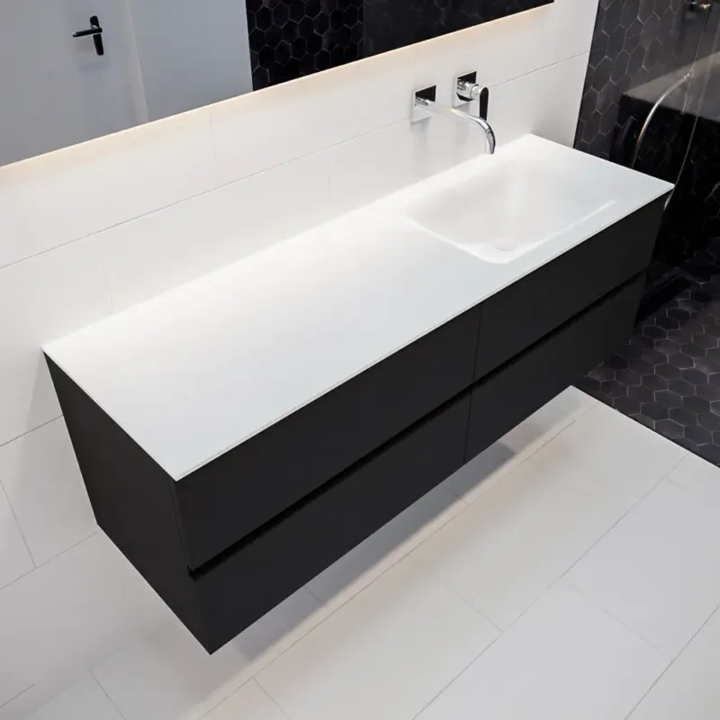 Mondiaz Vica 150cm badmeubel urban 4 lades wastafel Cloud rechts zonder kraangat Shop Nu