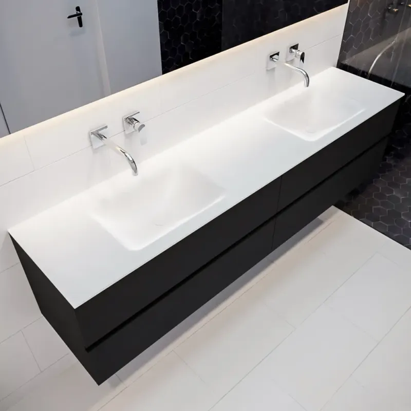 Bestel Nu Mondiaz Vica 200cm badmeubel urban 4 lades wastafel Cloud dubbel zonder kraangat