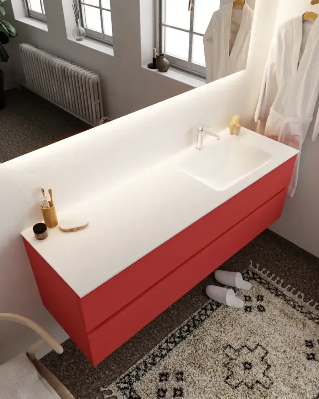 Uitverkoop Mondiaz Vica 150cm badmeubel fire 2 lades wastafel Cloud rechts met 1 kraangat