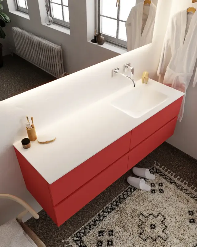 Bestel Nu Mondiaz Vica 150cm badmeubel fire 4 lades wastafel Cloud rechts zonder kraangat
