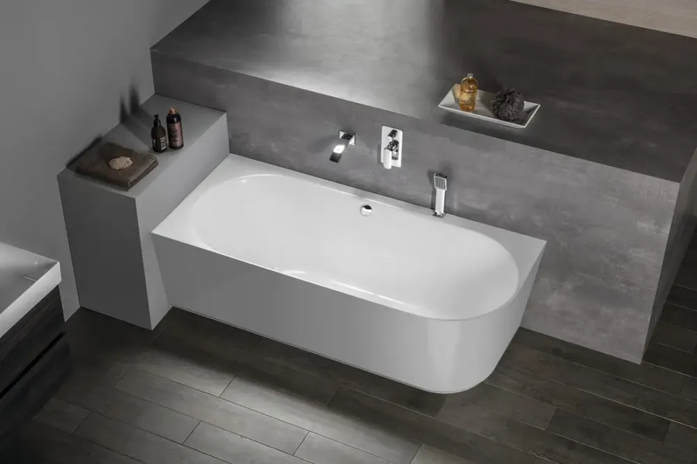 Express Levering Polysan Sussi half vrijstaand bad links 159.5x70cm wit