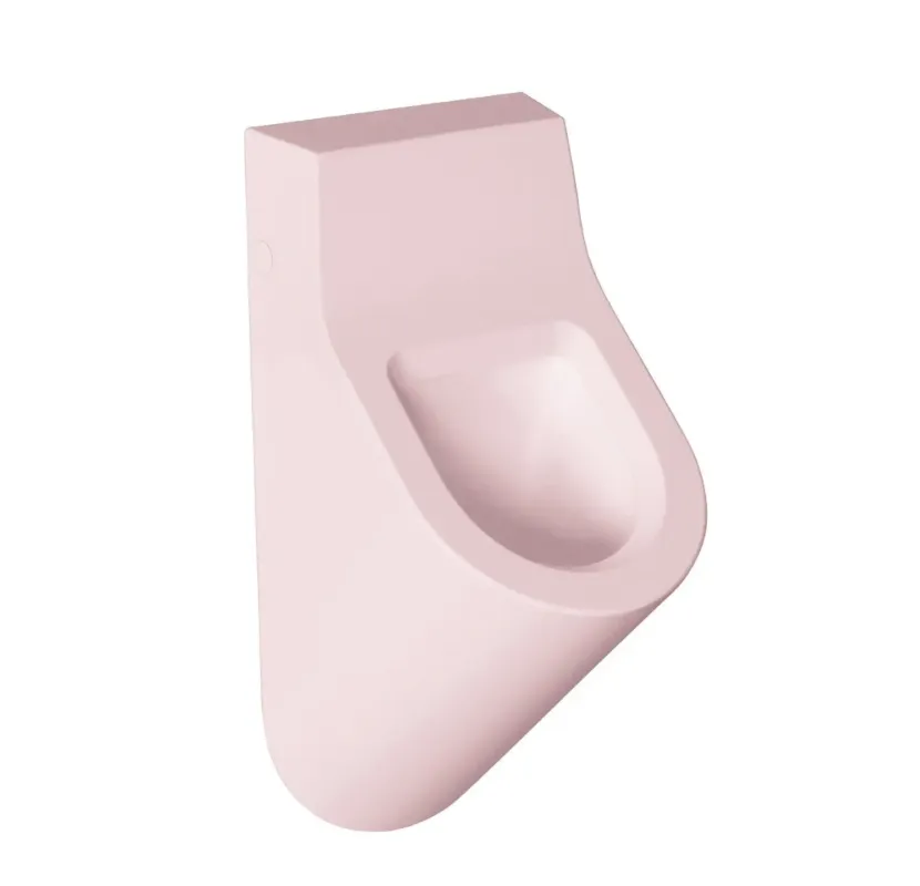 Salenzi Hung urinoir achterinlaat mat roze met ophangset en sifon Beste Prijs