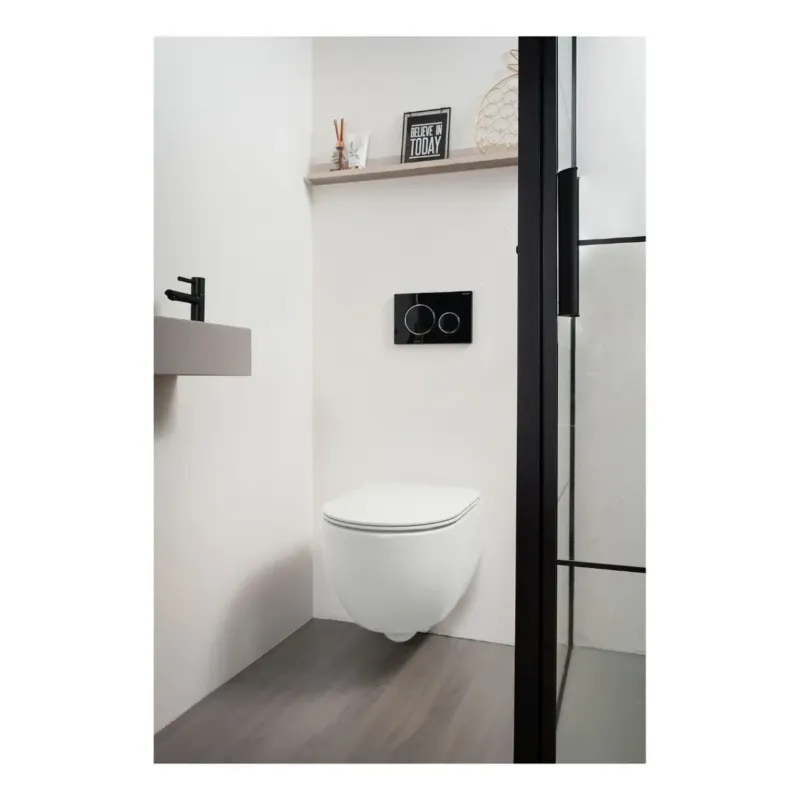 Betaalbaar Xenz Gio randloos toilet 52cm met vortexspoeling en zitting wit mat