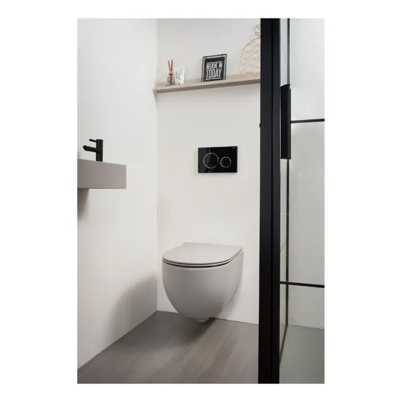 Goedkoop Xenz Gio randloos toilet 52cm met vortexspoeling en zitting grijs mat