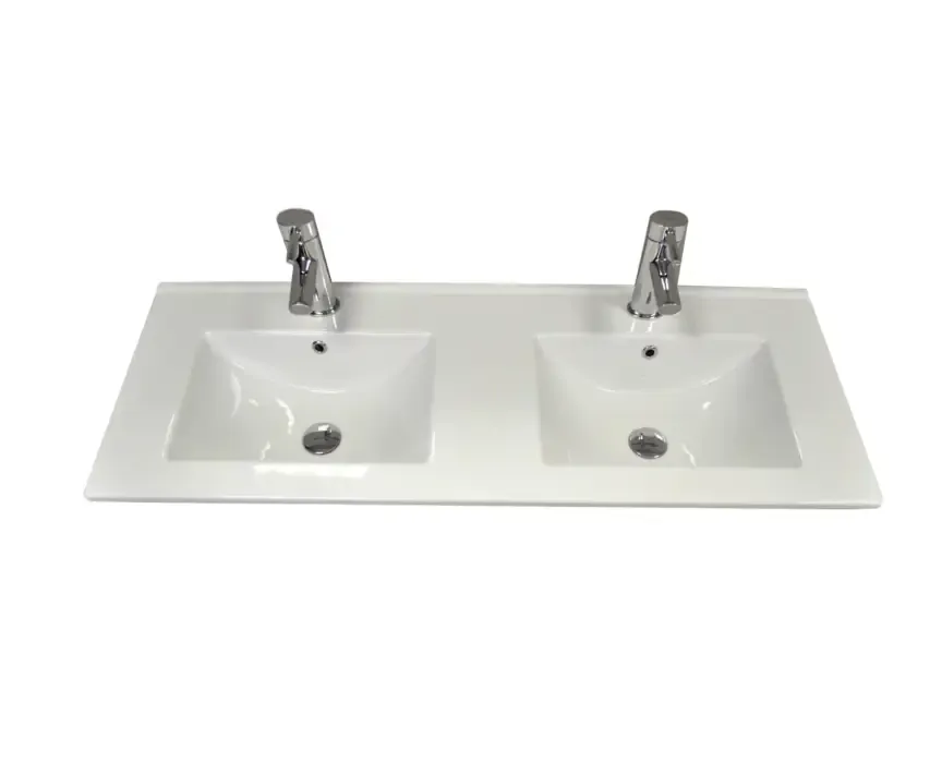 Dagaanbieding Sanicare Q1 keramische dubbele wastafel 121x46cm wit
