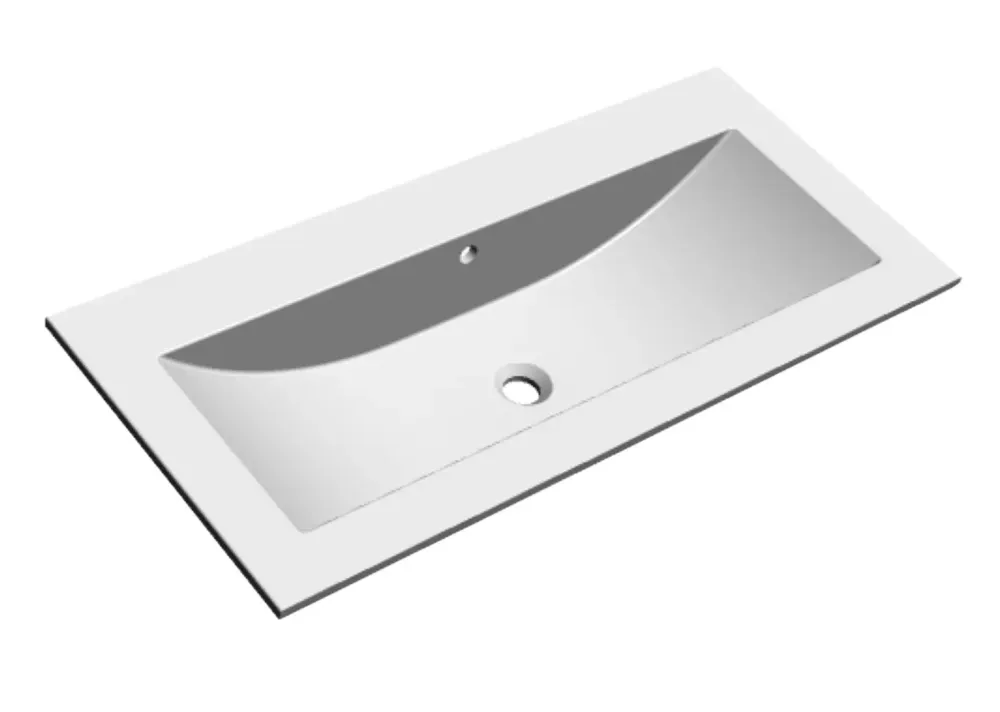 Sanicare Q4 mineraalmarmeren wastafel 99.2x45cm zonder kraangaten wit Bestseller