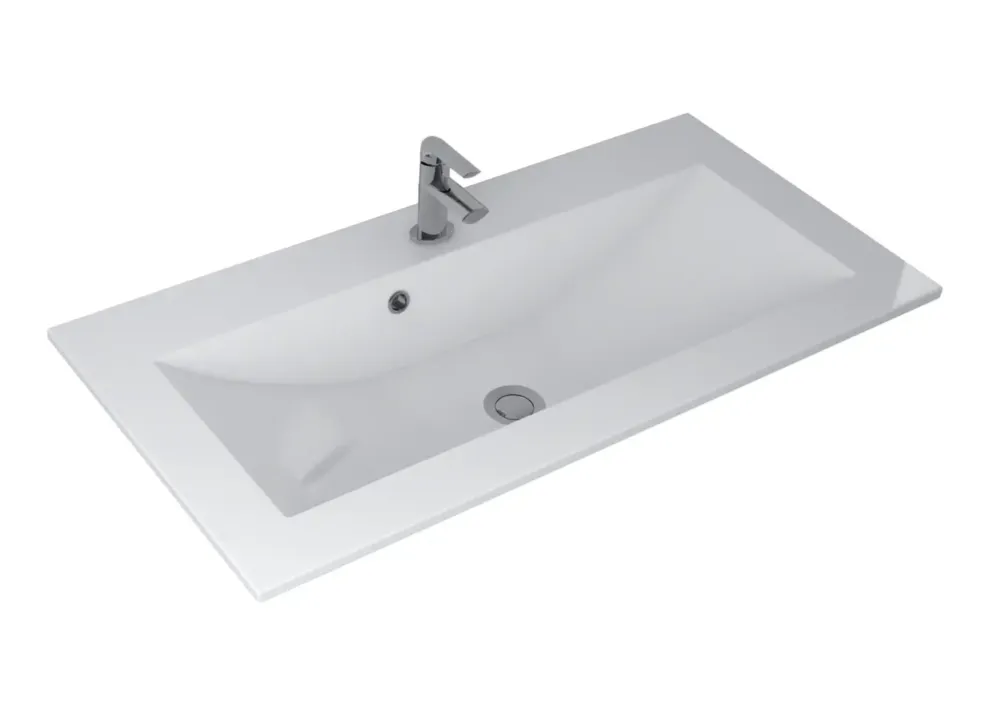 Sanicare Q4 mineraalmarmeren wastafel 99.2x45cm met 1 kraangat wit Weekendaanbieding