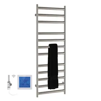 SSI Design Athena elektrische radiator met witte digitale thermostaat RVS geborsteld 120x35cm 150W Beste Prijs