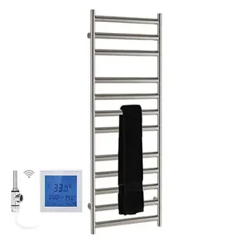 SSI Design Athena elektrische radiator met witte digitale thermostaat RVS geborsteld 120x60cm 600W Laatste Kans