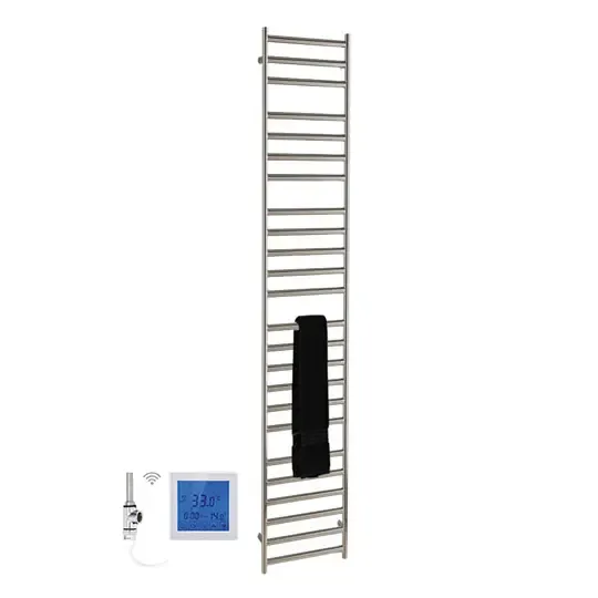 Speciale Aanbieding SSI Design Athena elektrische radiator met witte digitale thermostaat RVS geborsteld 160x60cm 600W