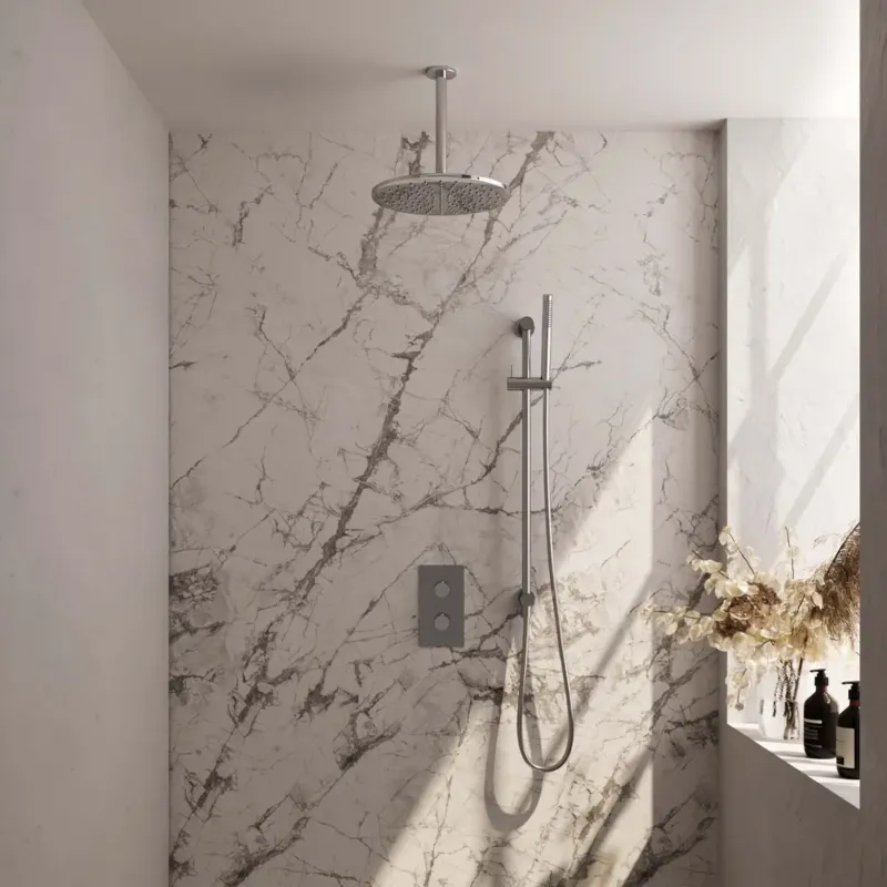 Brauer Chrome Edition complete inbouw regendouche met staafhanddouche, plafondarm, glijstang en hoofddouche 30cm set 42 chroom Flitsaanbieding