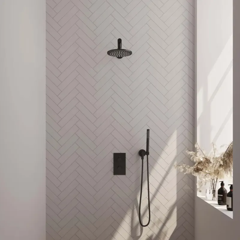 Brauer Black Edition complete inbouw regendouche met staafhanddouche, rechte wandarm en hoofddouche 20cm set 25 zwart mat Rechtstreeks Van De Fabrikant