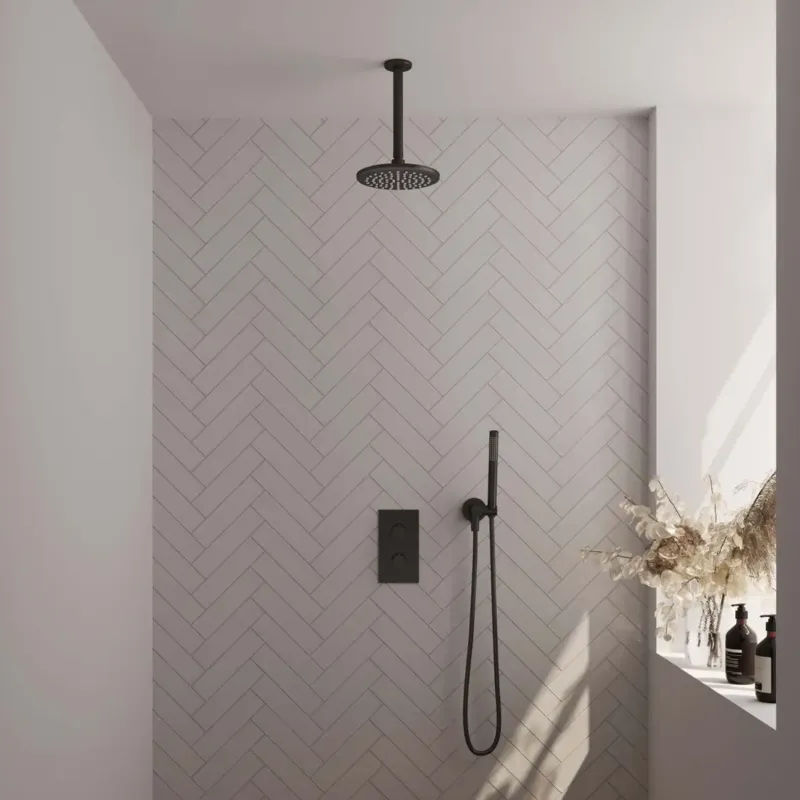 Brauer Black Edition complete inbouw regendouche met staafhanddouche, plafondarm en hoofddouche 20cm set 29 zwart mat Gecertificeerd