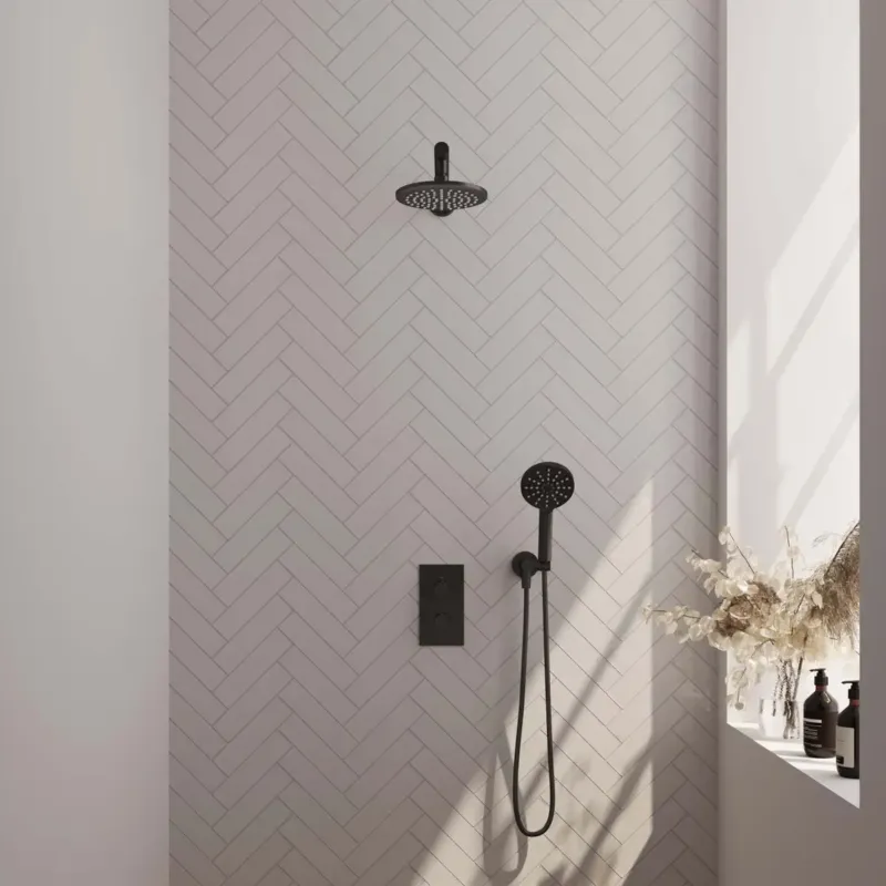 Brauer Black Edition complete inbouw regendouche met 3 standen handdouche, rechte wandarm en hoofddouche 20cm set 31 zwart mat Must-Have