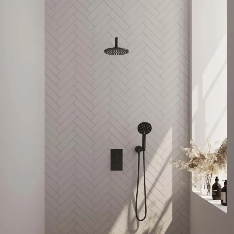Alleen Vandaag Brauer Black Edition complete inbouw regendouche met 3 standen handdouche, gebogen wandarm en hoofddouche 20cm set 33 zwart mat