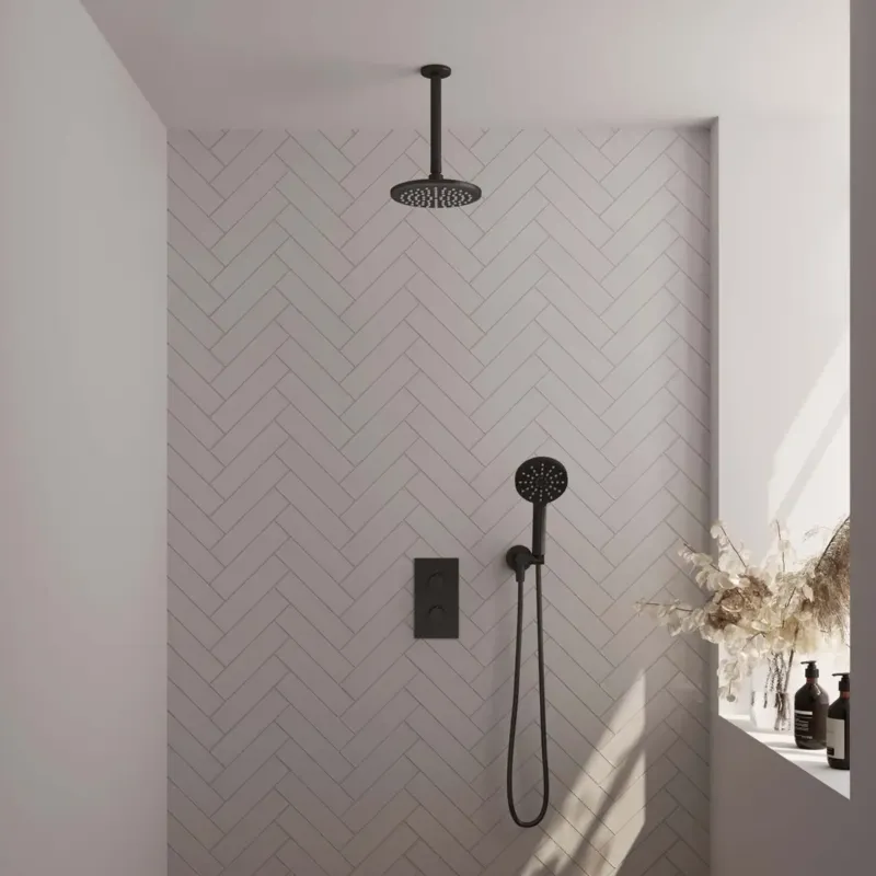 Brauer Black Edition complete inbouw regendouche met 3 standen handdouche, plafondarm en hoofddouche 20cm set 35 zwart mat Voordeelprijs