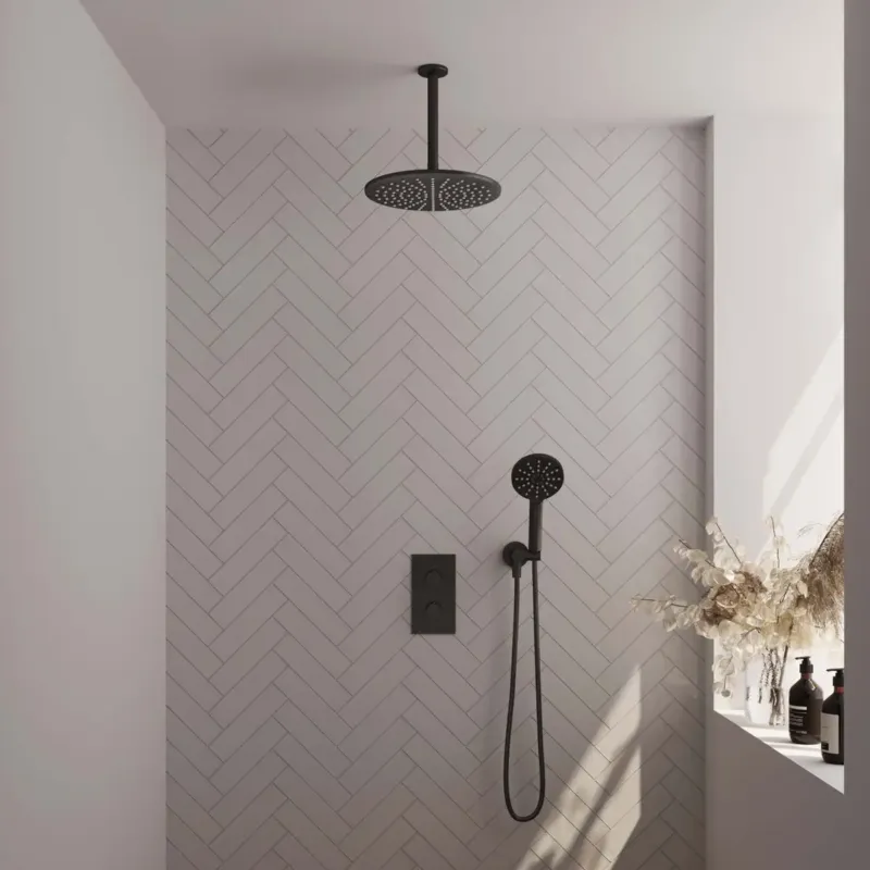 Brauer Black Edition complete inbouw regendouche met 3 standen handdouche, plafondarm en hoofddouche 30cm set 36 zwart mat Gecertificeerd