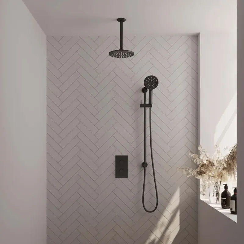 Brauer Black Edition complete inbouw regendouche met 3 standen handdouche, plafondarm, glijstang en hoofddouche 20cm set 47 zwart mat Superprijs