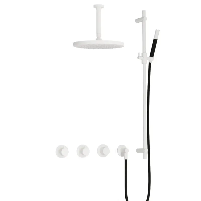 Hotbath Cobber IBS70 inbouwdouche met 15cm plafondbuis, 30cm hoofddouche en glijstang wit mat Bestel Nu