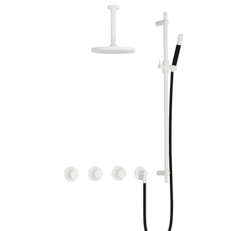 Bestel Nu Hotbath Cobber IBS70 inbouwdouche met 15cm plafondbuis en glijstang wit mat