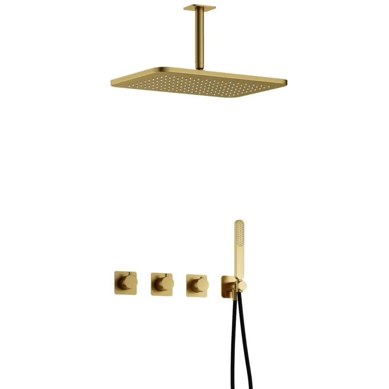 Hotbath Gal IBSGL70BBP inbouwdouche met plafondbuis en 27x40cm hoofddouche geborsteld messing PVD Koop Vandaag