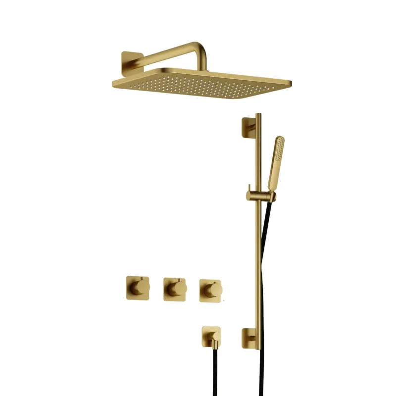 Hotbath Gal IBSGL70BBP inbouwdouche met glijstang en 27x40cm hoofddouche geborsteld messing PVD Lage Kosten
