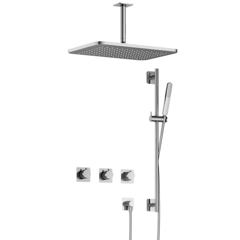 Hotbath Gal IBSGL70CR inbouwdouche met plafondbuis, glijstang en 27x40cm hoofddouche chroom Beste Prijs