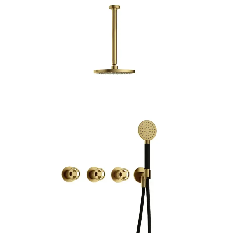 Hotbath Cobber@Work IBSW70 inbouwdouche met ronde handdouche en 30cm plafondbuis geborsteld messing PVD Koop Vandaag