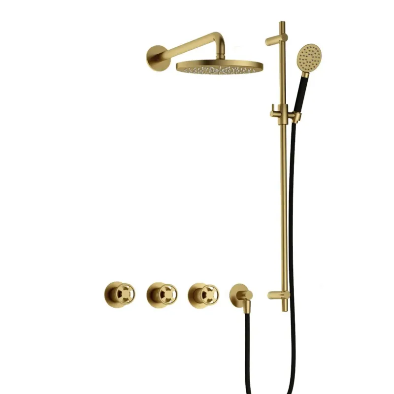 Exclusieve Aanbieding Hotbath Cobber@Work IBSW70 inbouwdouche met ronde handdouche en glijstang geborsteld messing PVD