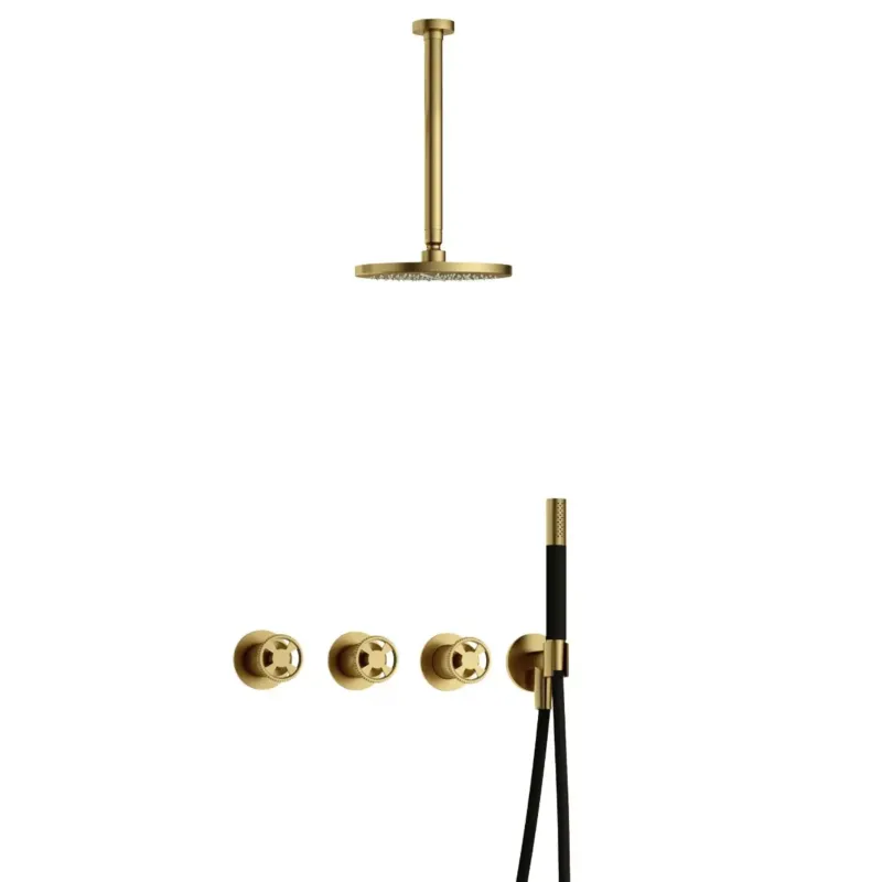 Hotbath Cobber@Work IBSW70 inbouwdouche met 30cm plafondbuis geborsteld messing PVD Actieprijs