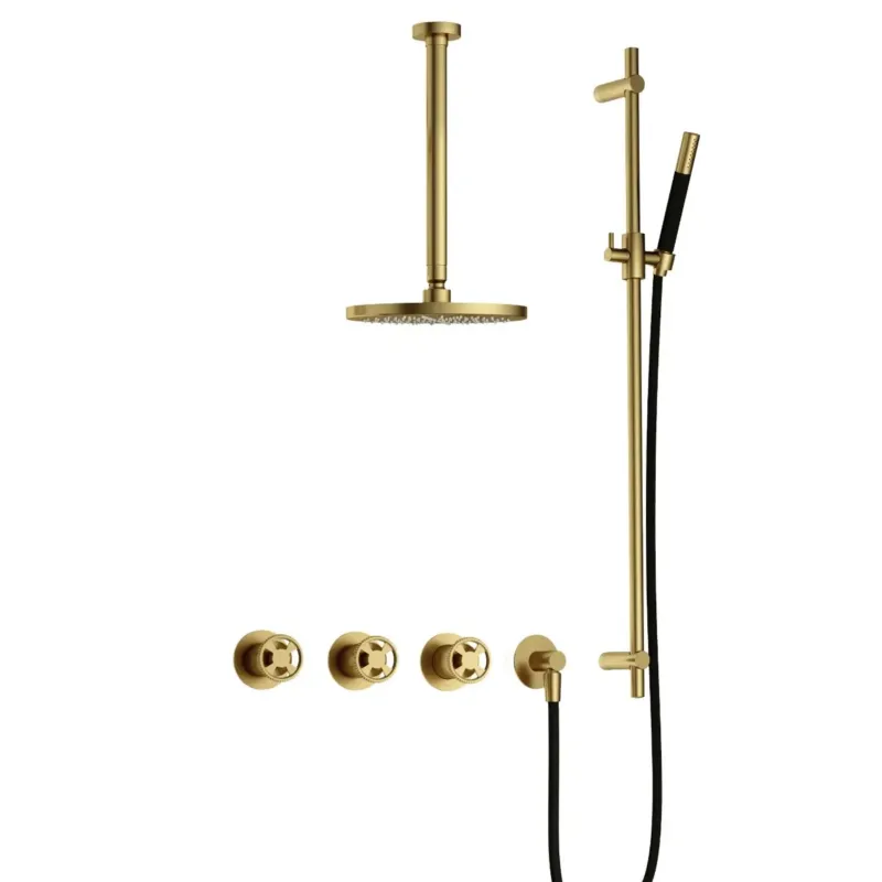 Hotbath Cobber@Work IBSW70 inbouwdouche met 30cm plafondbuis en glijstang geborsteld messing PVD Aanbieding