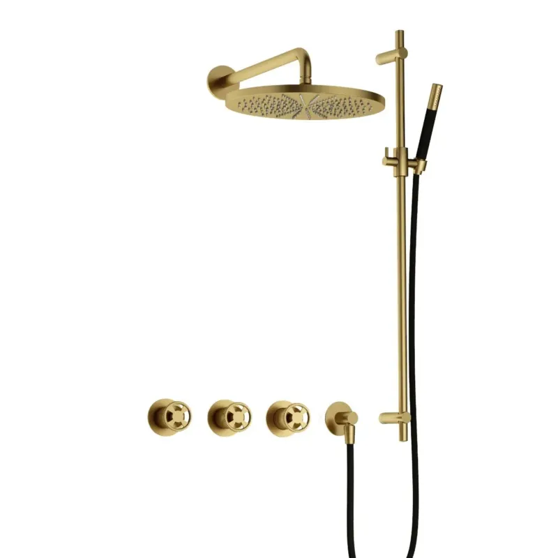 Hotbath Cobber@Work IBSW70 inbouwdouche met 30cm hoofddouche en glijstang geborsteld messing PVD Beste Prijs