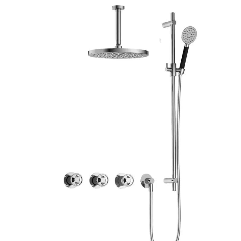 Hotbath Cobber@Work IBSW70 inbouwdouche met ronde handdouche, 15cm plafondbuis, 30cm hoofddouche en glijstang chroom Lage Prijs
