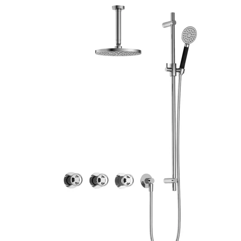 Gecertificeerd Hotbath Cobber@Work IBSW70 inbouwdouche met ronde handdouche, 15cm plafondbuis en glijstang chroom